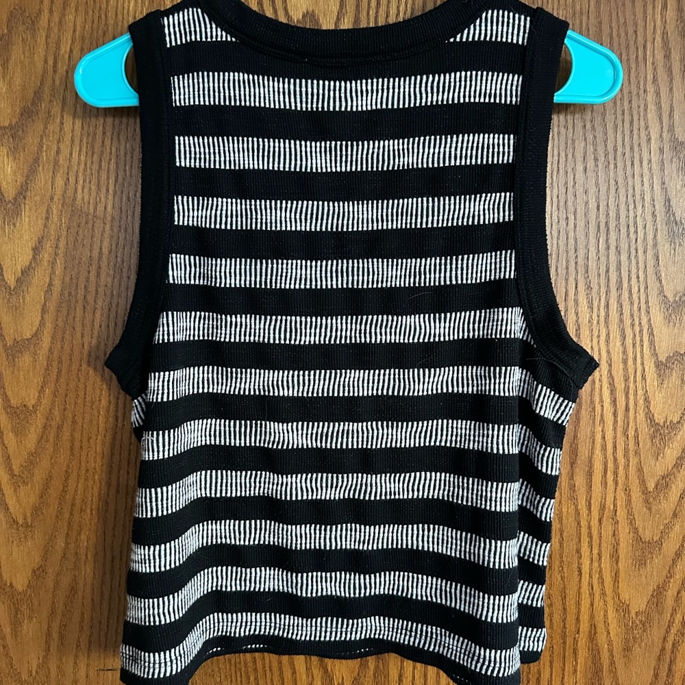 Black and White Striped Tank Top and Skirt Set - Picture 3 of 7